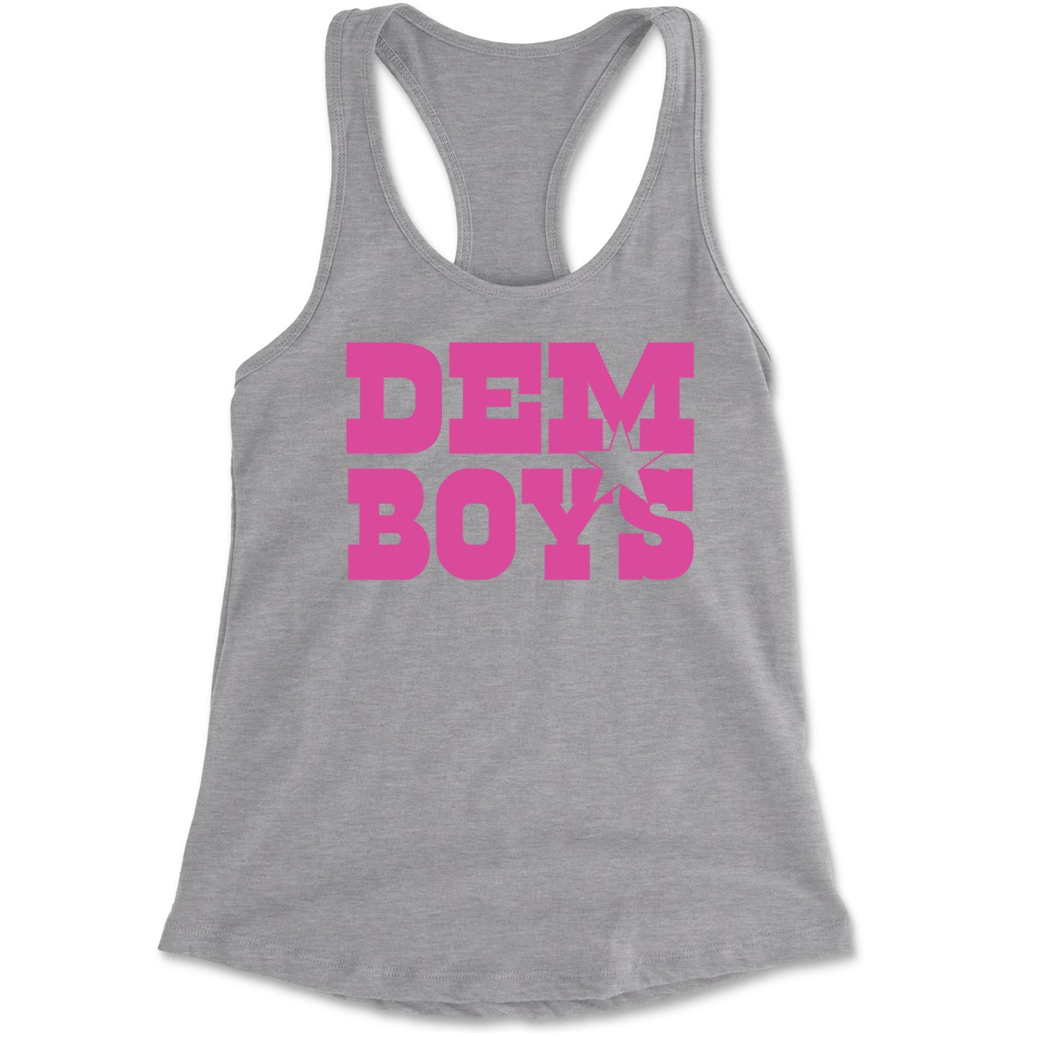 Dem Boys Hot Pink Dallas  Racerback Tank Top for Women Heather Grey