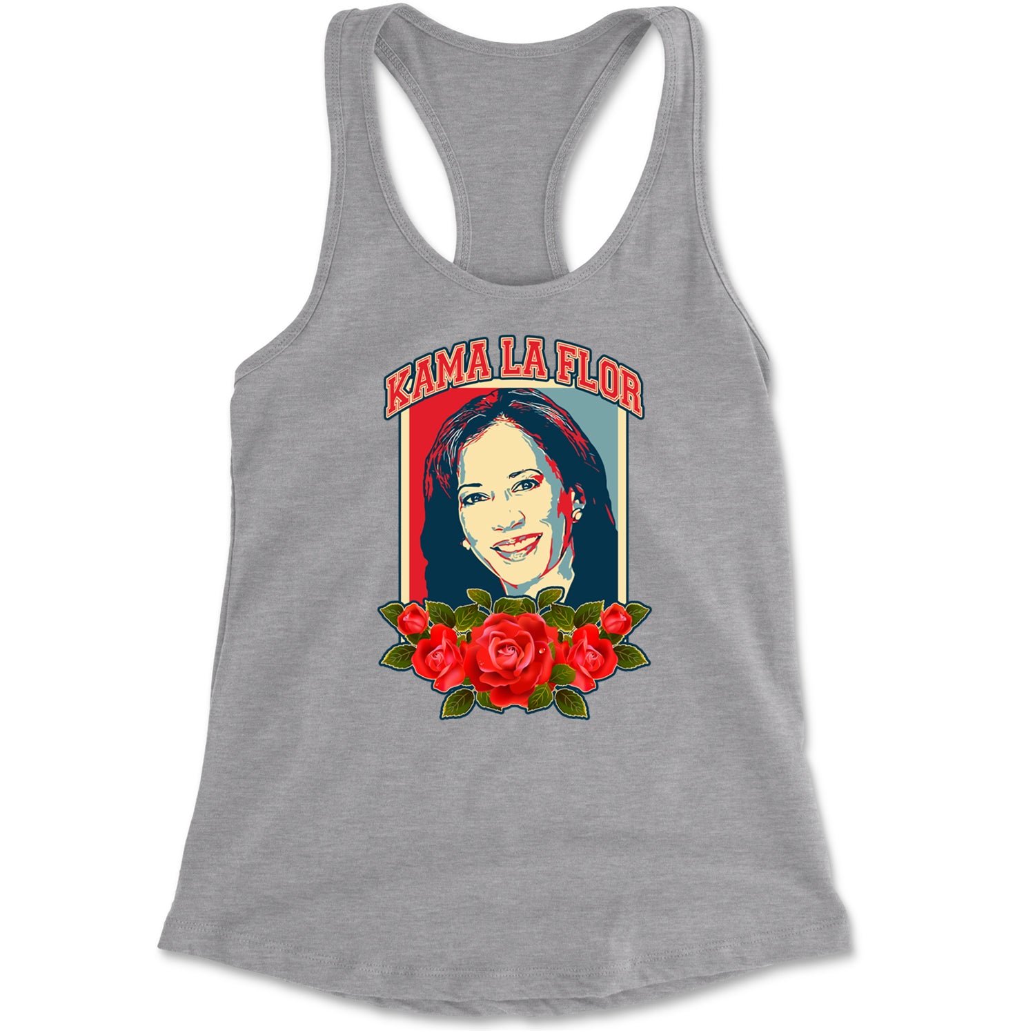 Kama La Flor Kamala Como La Flor Racerback Tank Top for Women Heather Grey