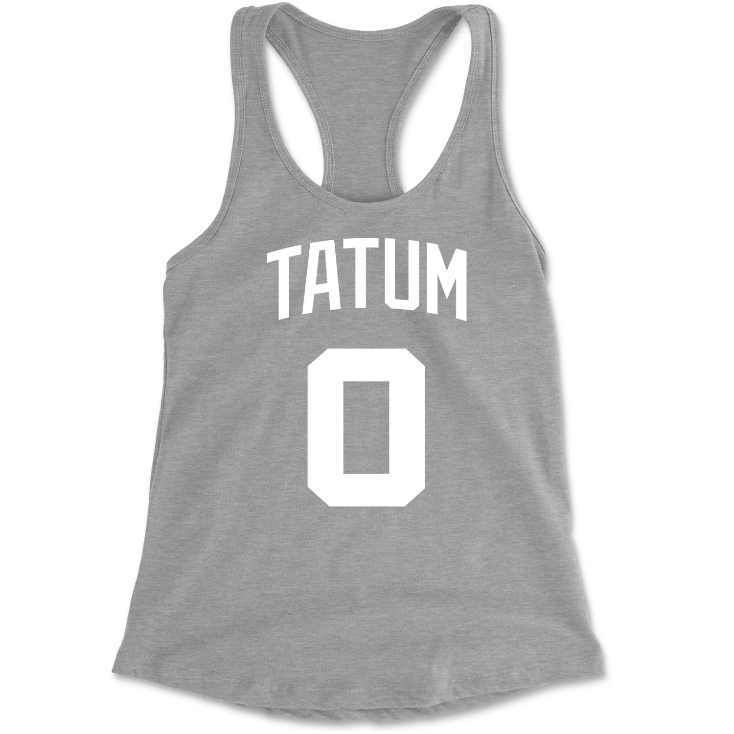 Tatum #0 Boston Basketball Racerback Tank Top for Women Heather Grey