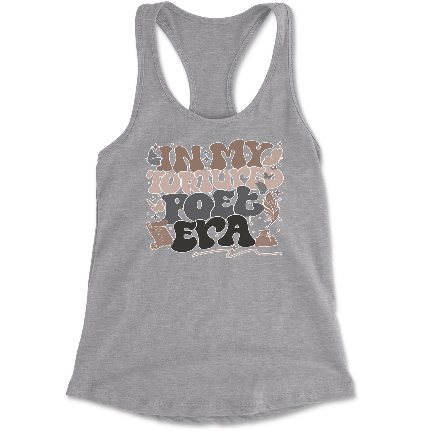 In My Tortured Poet Era TTPD Music Racerback Tank Top for Women Heather Grey