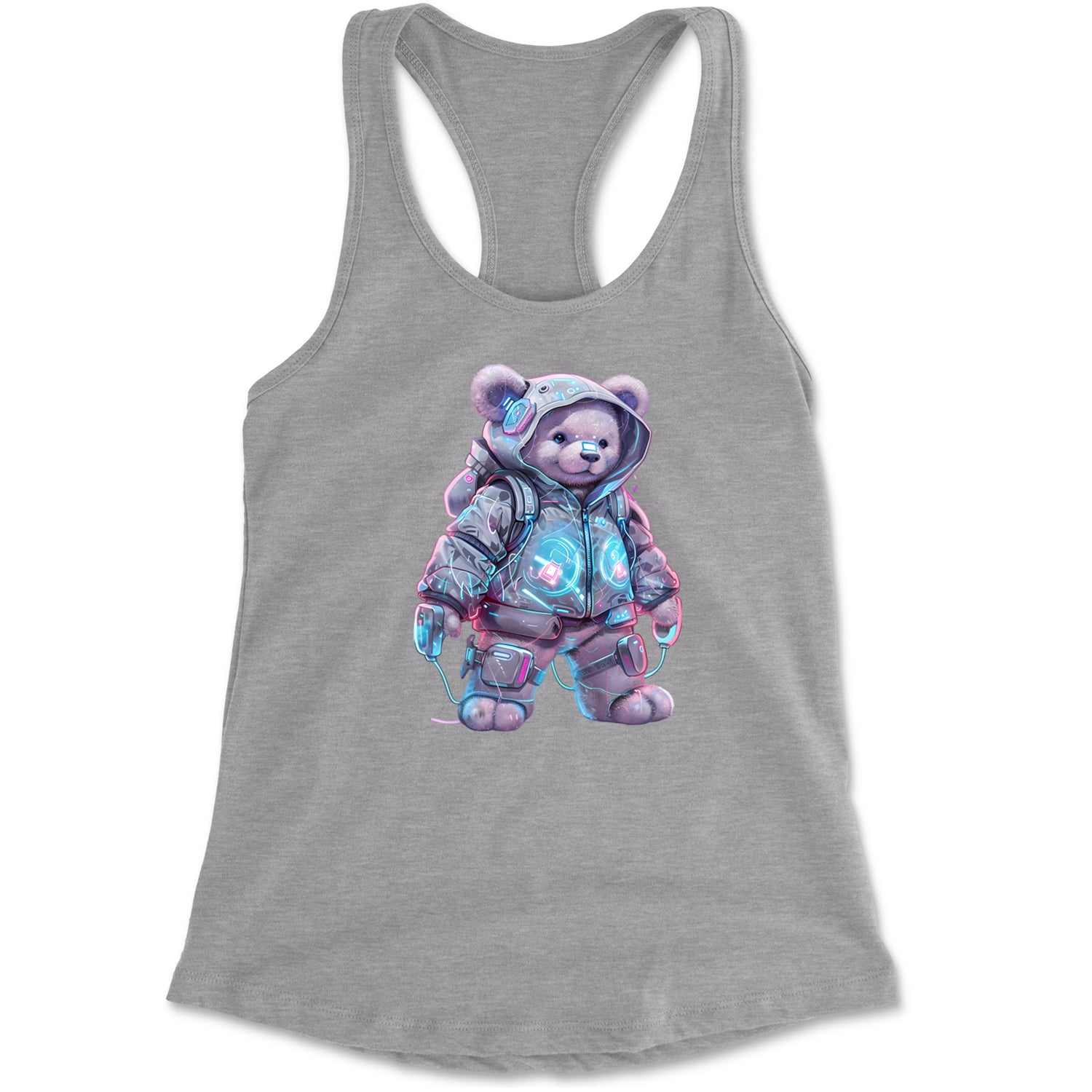 Cyberpunk Adventure Urban Graffiti Bear Racerback Tank Top for Women Black