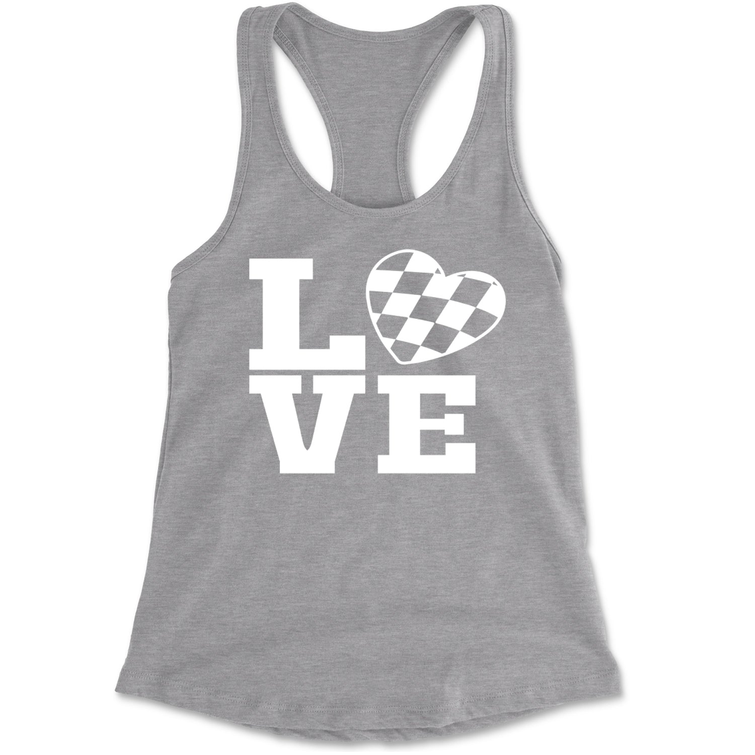 Love Racing Checkered Flag Heart Racerback Tank Top for Women Black