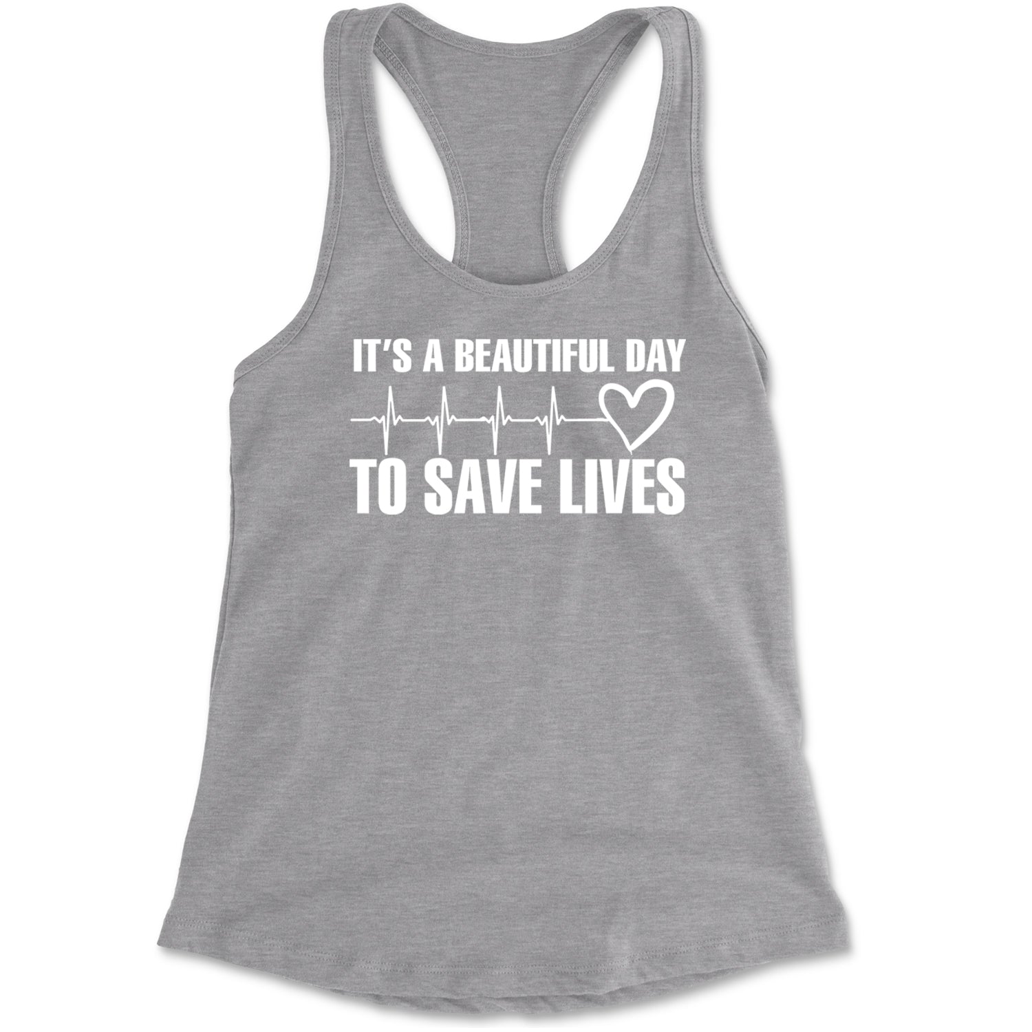 It's A Beautiful Day To Save Lives Nurse Doctor EKG Racerback Tank Top for Women Black