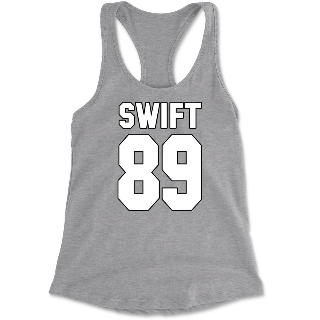 Swift 89 Birth Year Music Fan Era Poets Department Lover Racerback Tank Top for Women Heather Grey