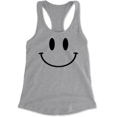 Smile Face Racerback Tank Top for Women Heather Grey
