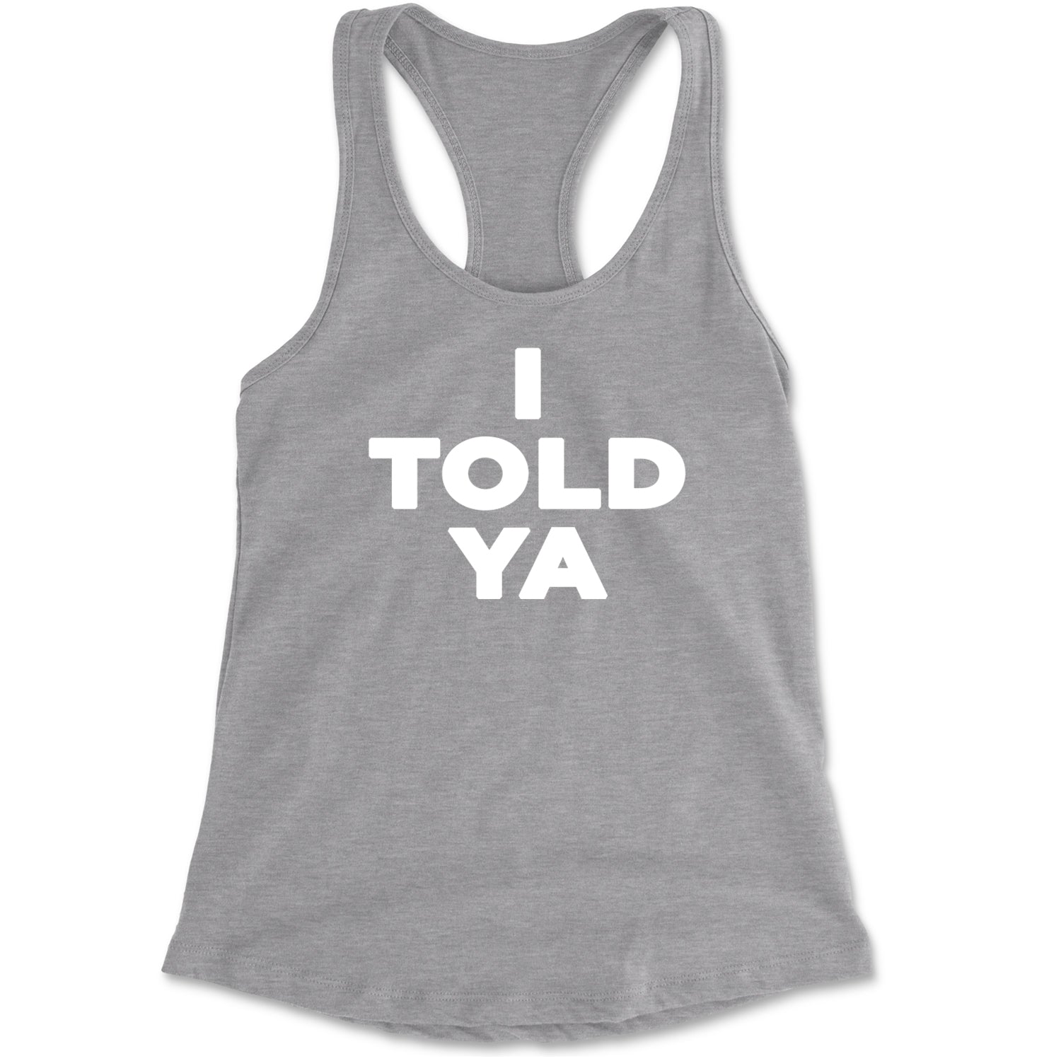 I Told Ya Challenger White Print Racerback Tank Top for Women Black