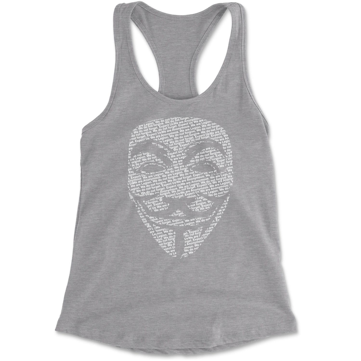 V For Vendetta Anonymous Mask Racerback Tank Top for Women Heather Grey