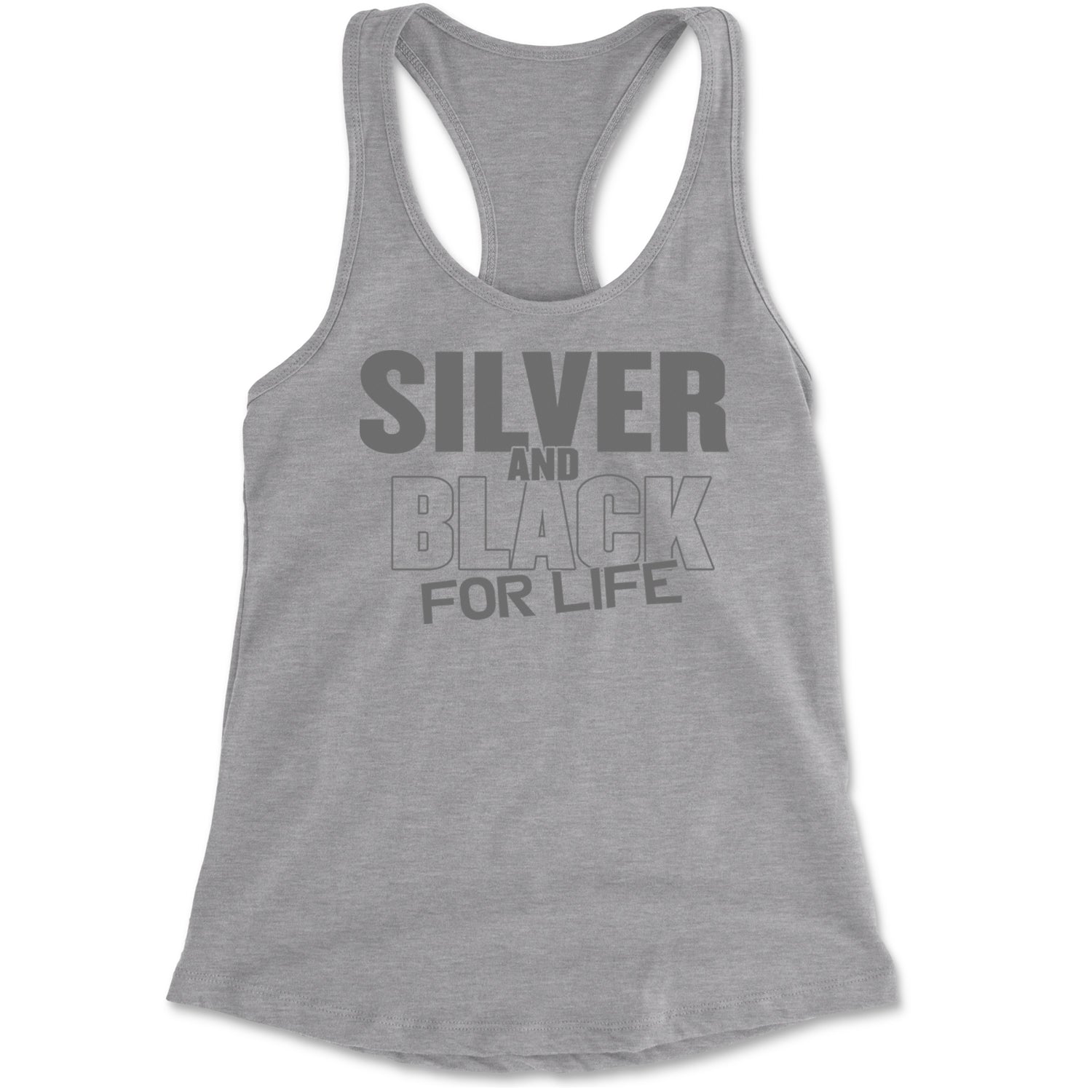 Silver And Black For Life Football Fan Racerback Tank Top for Women Black