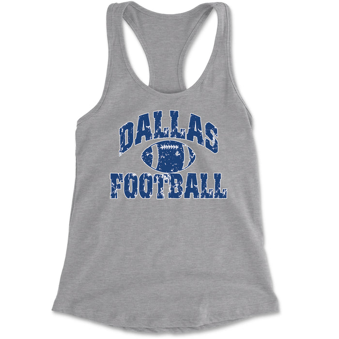 Dallas Distressed Football Racerback Tank Top for Women