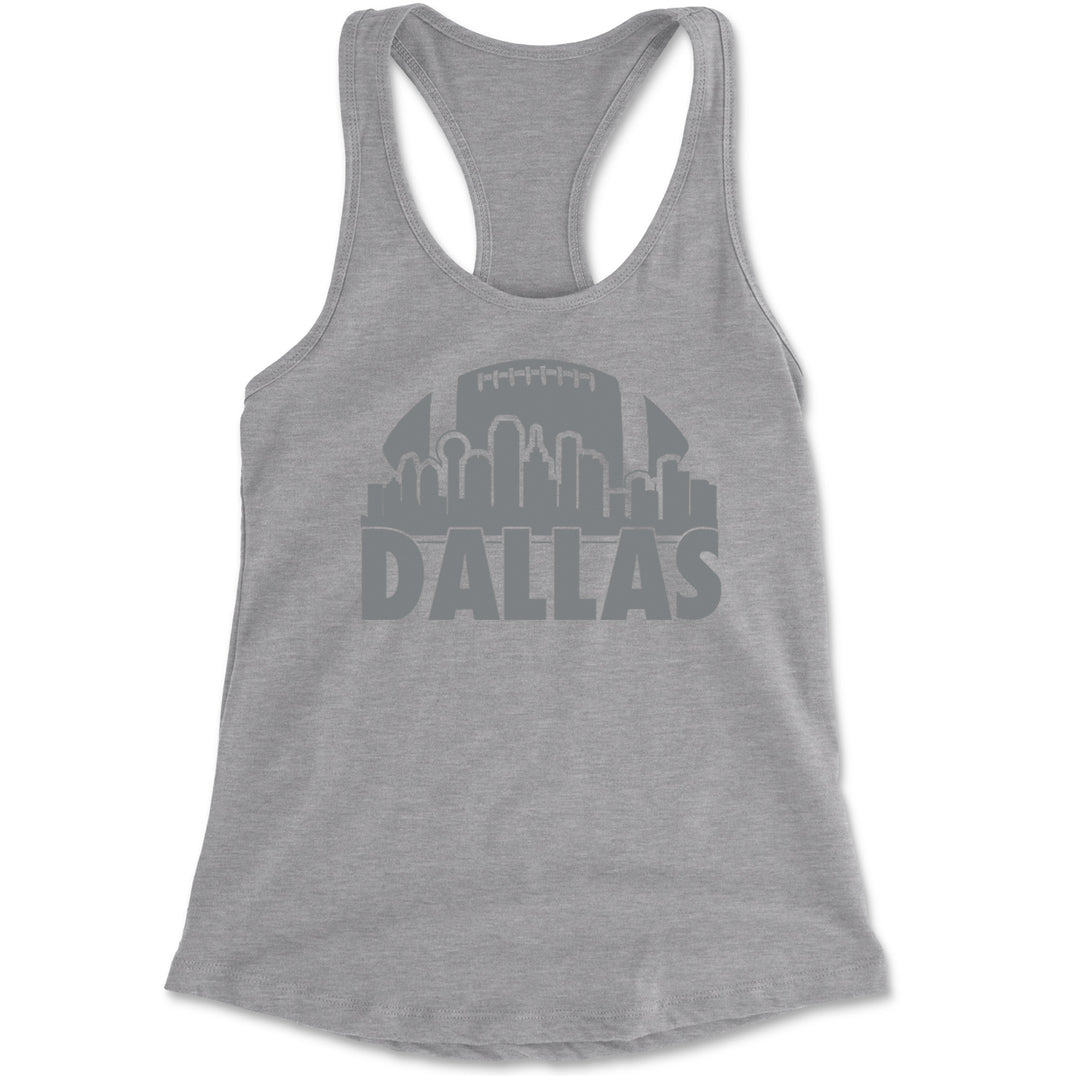 Dallas Texas Skyline Racerback Tank Top for Women Heather Grey