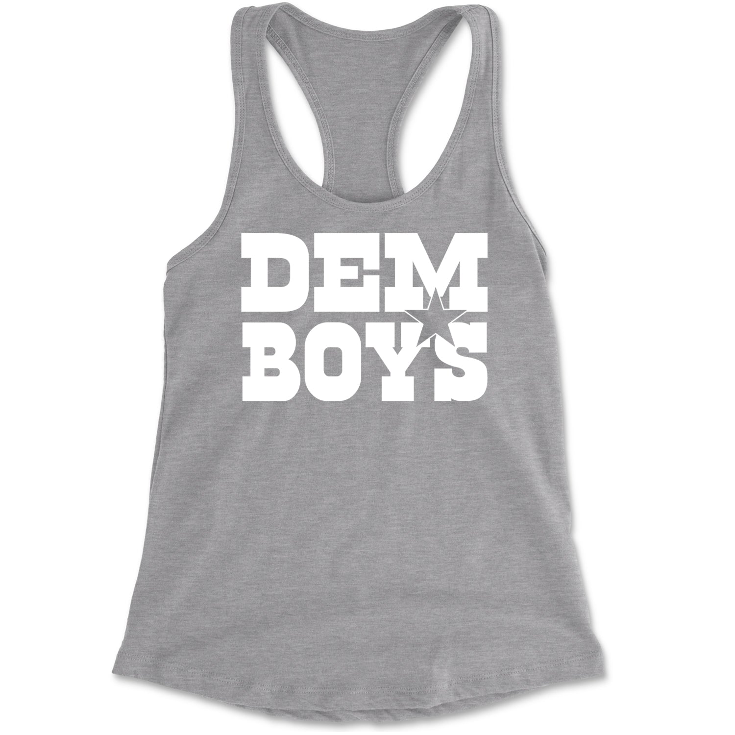 Dem Boys Dallas Football Racerback Tank Top for Women Heather Grey