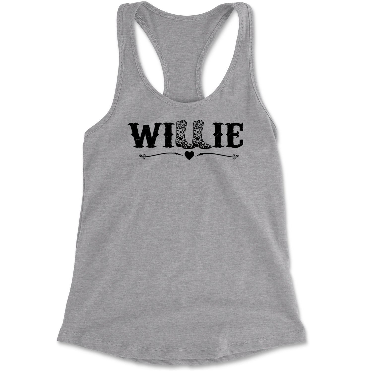 Willie Cowboy Boots Hippy Country Music Racerback Tank Top for Women Heather Grey