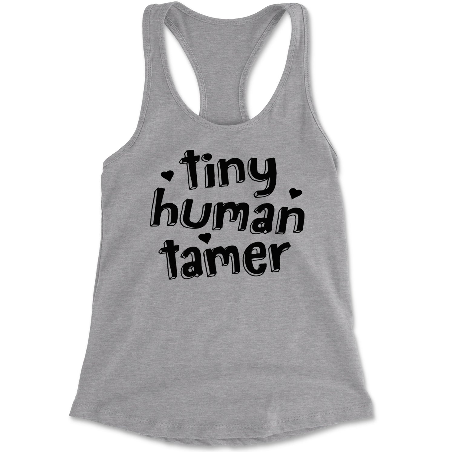 Tiny Human Tamer Teacher Racerback Tank Top for Women Heather Grey