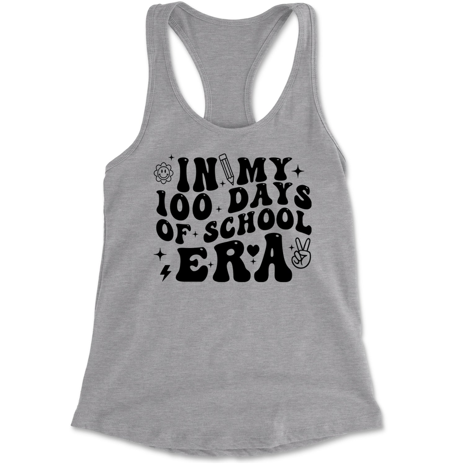 In My 100 Days Of School Era Racerback Tank Top for Women Heather Grey
