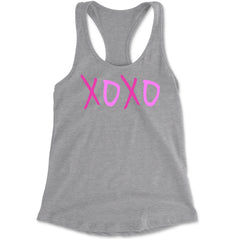 XOXO Pink Print Racerback Tank Top for Women Heather Grey