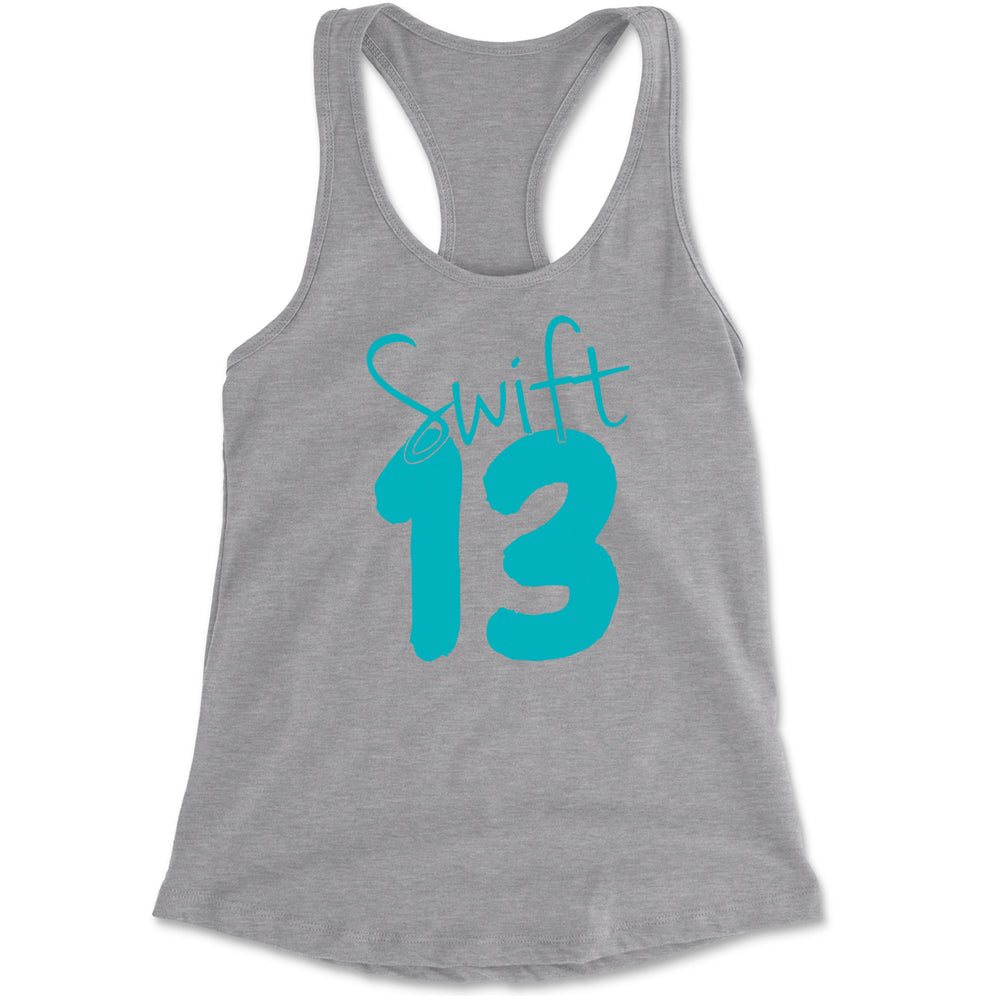 13 Swift 13 Lucky Number Era TTPD Racerback Tank Top for Women Heather Grey