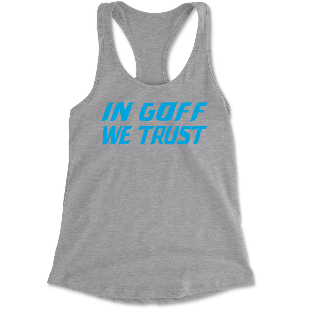 In Goff We Trust Detroit Racerback Tank Top for Women Heather Grey