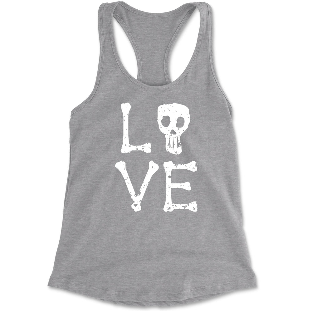 Love Skeleton Bones Racerback Tank Top for Women Heather Grey