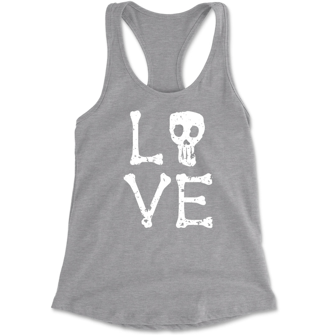 Love Skeleton Bones Racerback Tank Top for Women Heather Grey