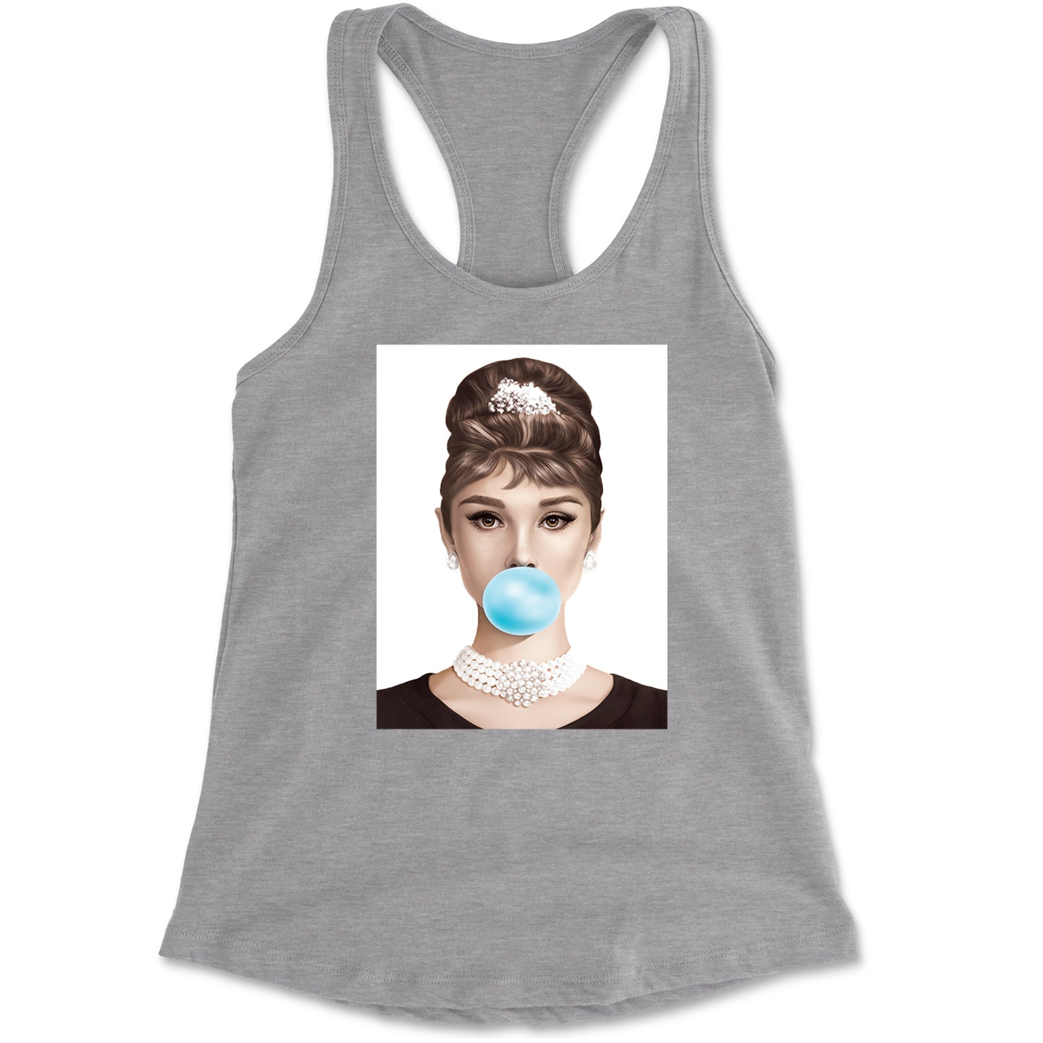 Audrey Hepburn Chewing Bubble Gum American Icon Racerback Tank Top for Women Black