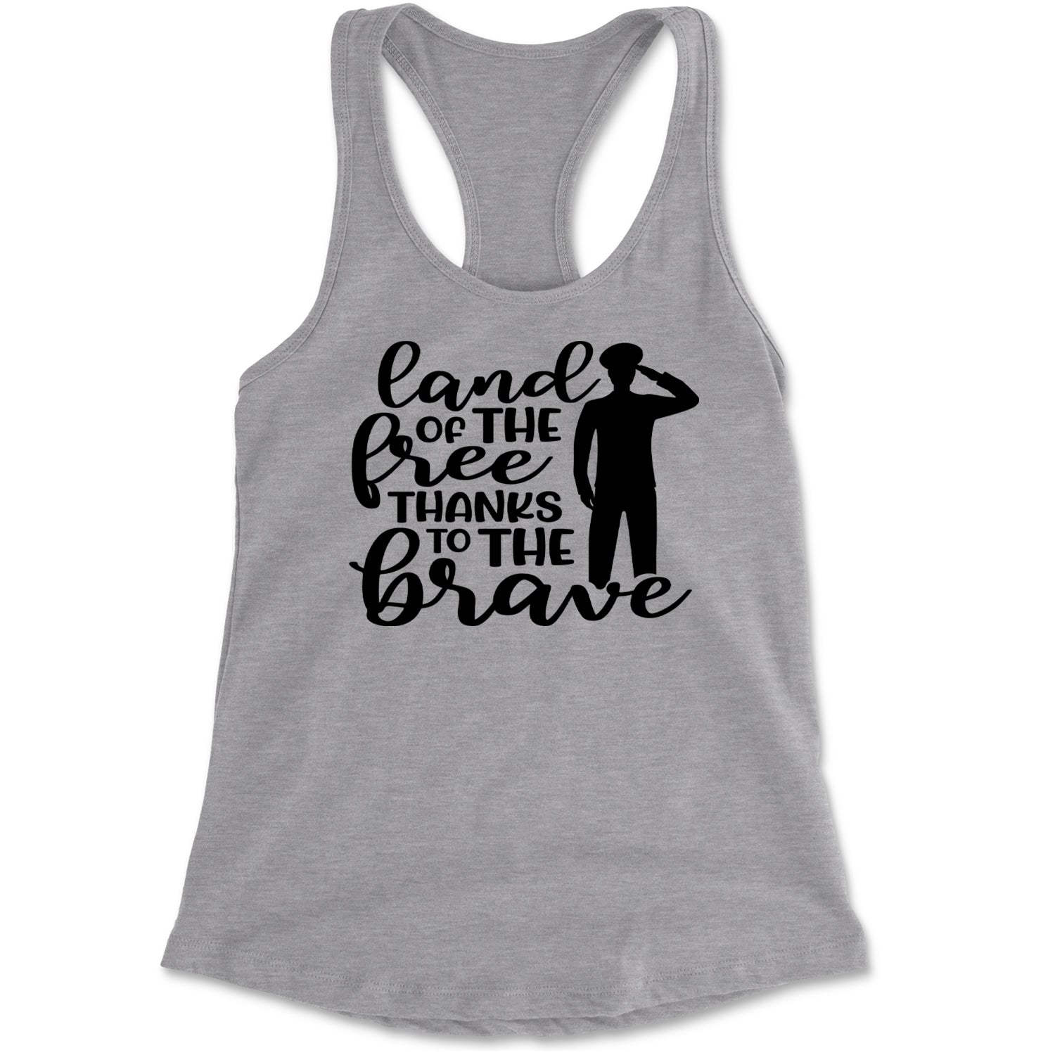 Land Of The Free Thanks To The Brave Veterans Racerback Tank Top for Women Heather Grey