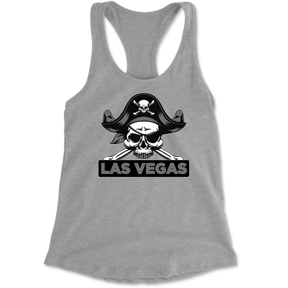 Raider Skull Straight Outta Las Vegas Racerback Tank Top for Women Heather Grey