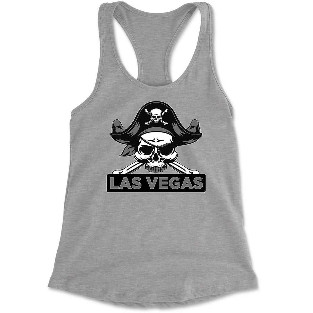 Raider Skull Straight Outta Las Vegas Racerback Tank Top for Women Heather Grey