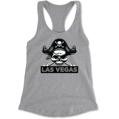 Raider Skull Straight Outta Las Vegas Racerback Tank Top for Women Heather Grey
