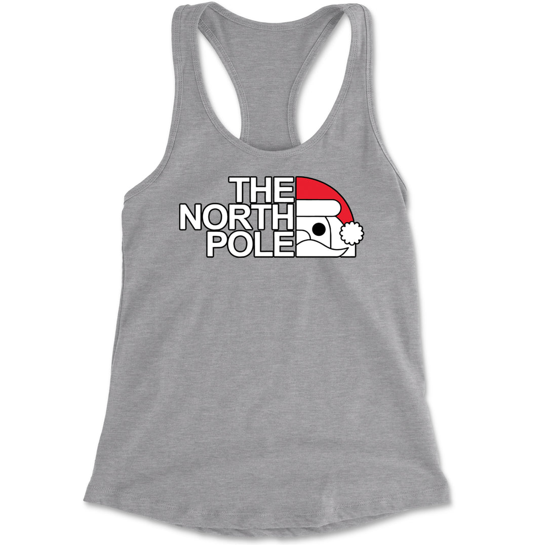The North Pole Santa Face Racerback Tank Top for Women Heather Grey