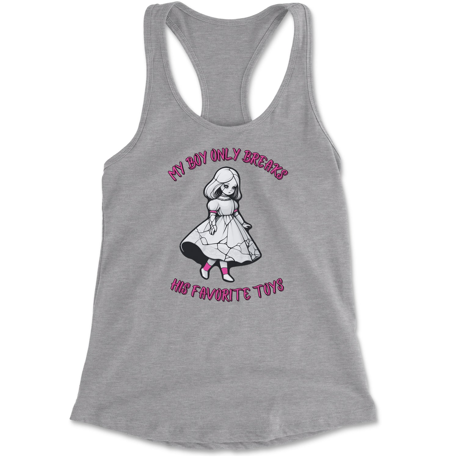 My Boy Only Breaks His Favorite Toys TTPD Music Racerback Tank Top for Women Heather Grey