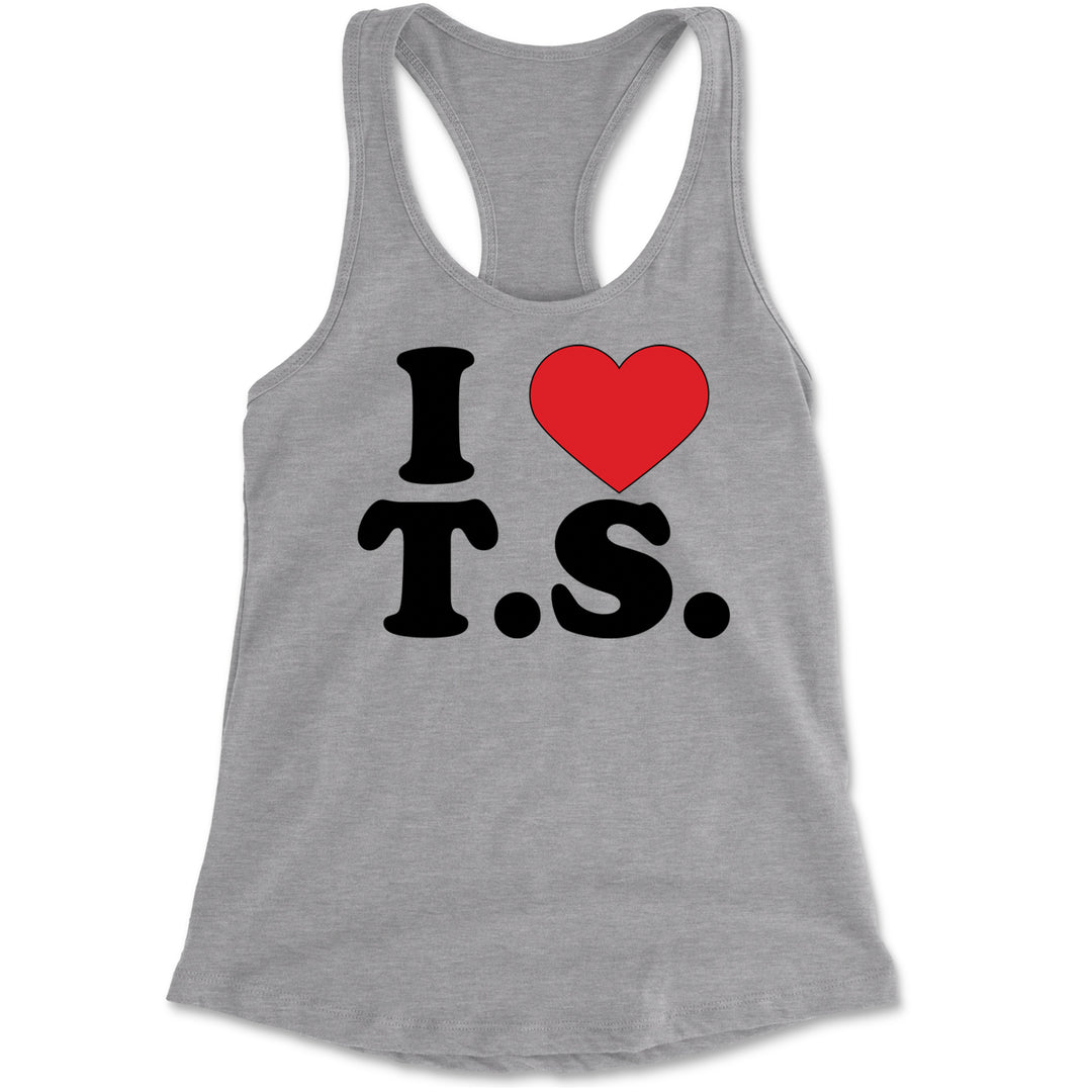 I Heart T.S. Concert Music Lover  Racerback Tank Top for Women Heather Grey