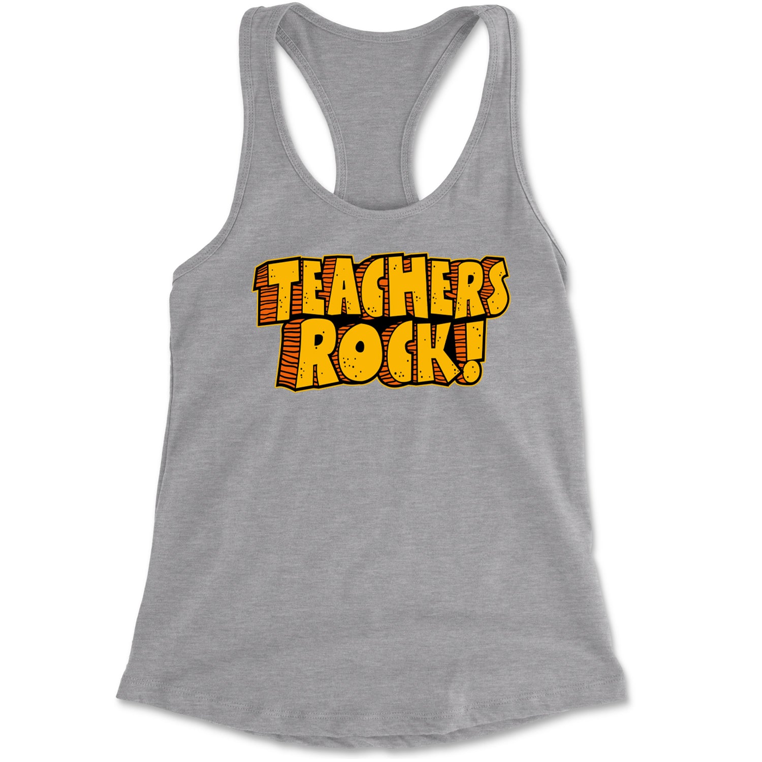 Teachers Rock Retro Racerback Tank Top for Women Heather Grey