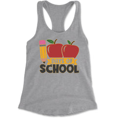 100 Days Of School Apple Pencil Racerback Tank Top for Women Heather Grey