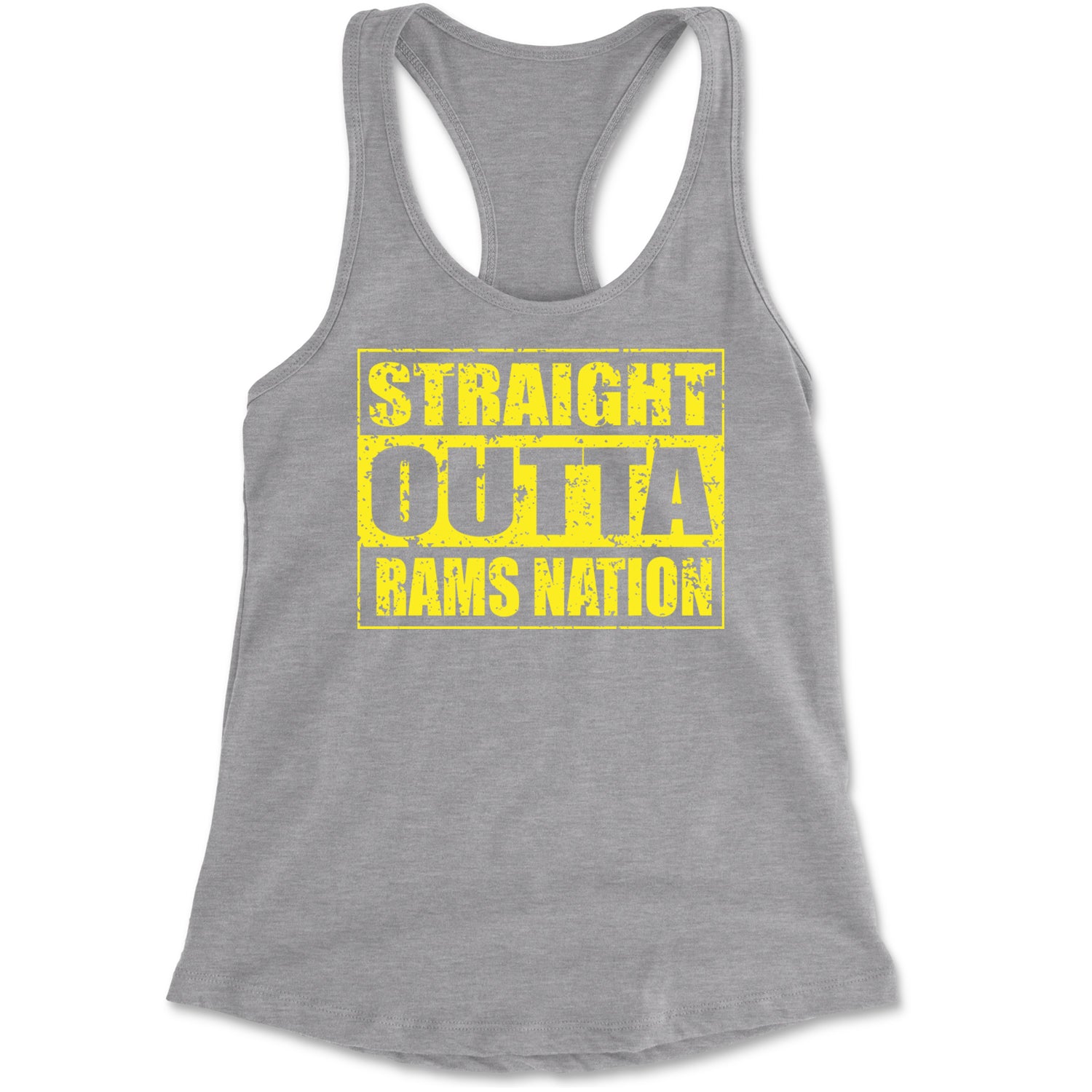 Straight Outta Rams Nation   Racerback Tank Top for Women Heather Grey