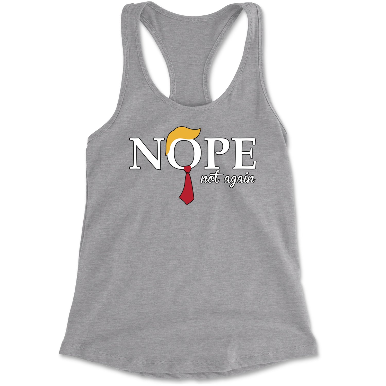 Nope Not Again Anti-Trump 2024 Racerback Tank Top for Women Heather Grey