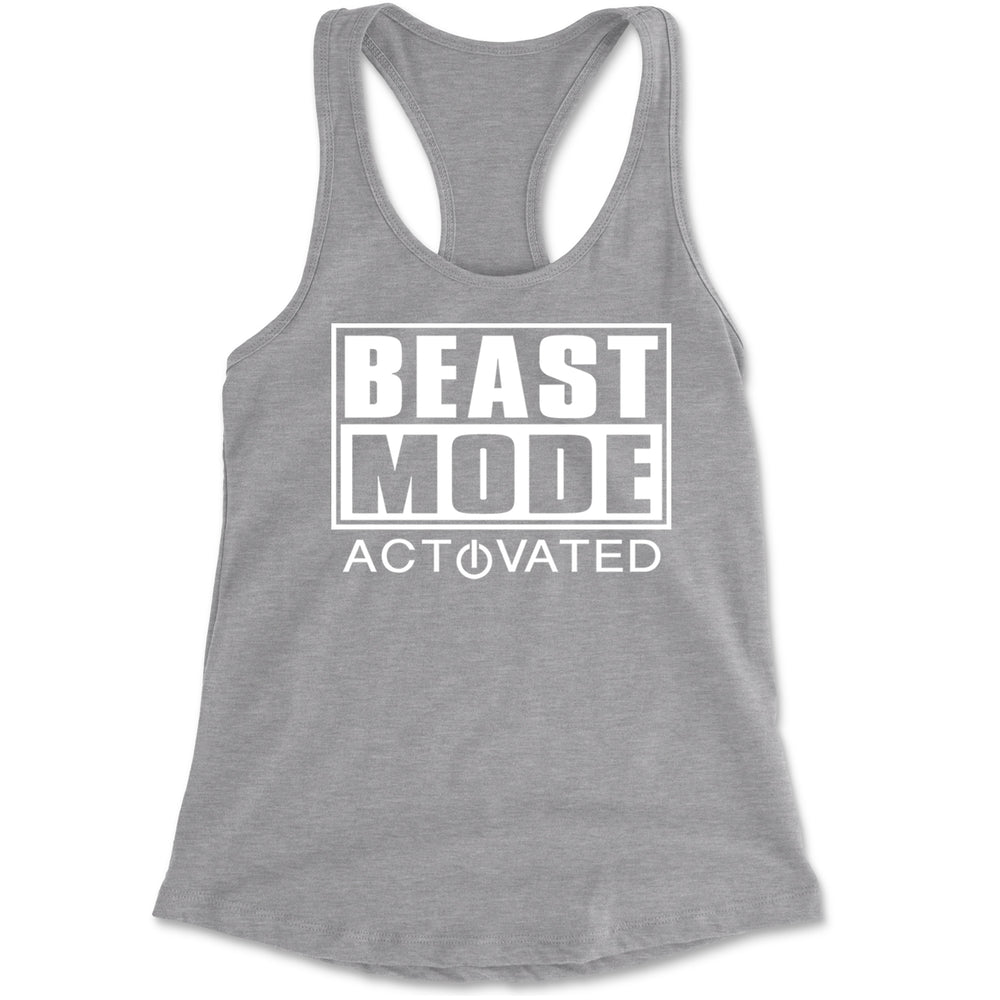 Activated Beast Mode Workout Gym Clothing Racerback Tank Top for Women Heather Grey