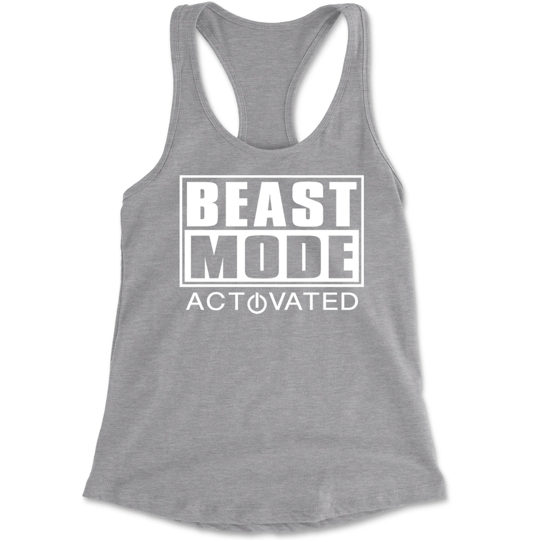 Activated Beast Mode Workout Gym Clothing Racerback Tank Top for Women Heather Grey