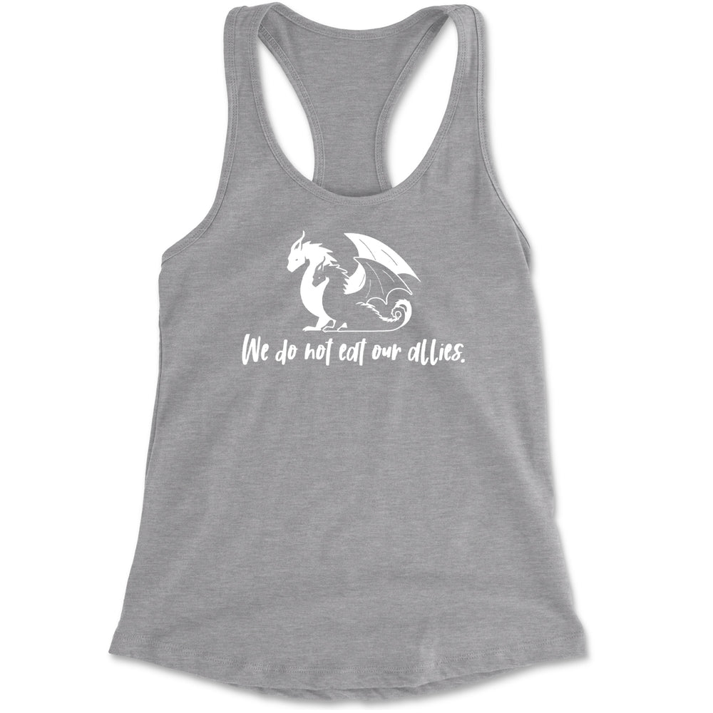 We Do Not Eat Our Allies Fourth Wing Basgiath Racerback Tank Top for Women Heather Grey