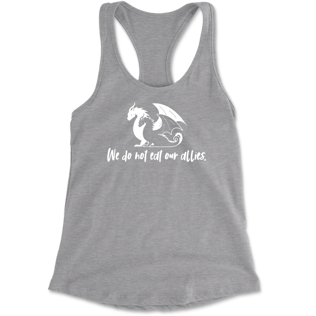 We Do Not Eat Our Allies Fourth Wing Basgiath Racerback Tank Top for Women Heather Grey