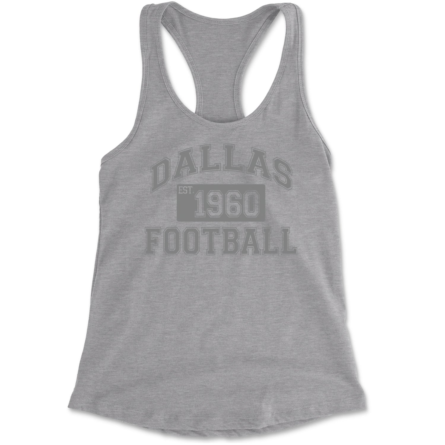 Dallas Football Established 1960 Racerback Tank Top for Women Heather Grey