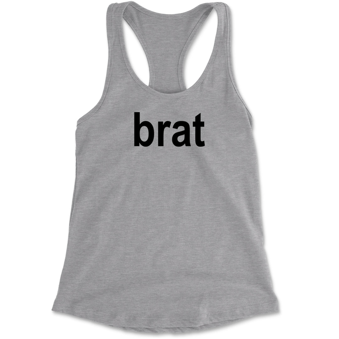 Brat lime green text graphic on Women's Lightweight Racerback Tank with scoop neck and racerback
