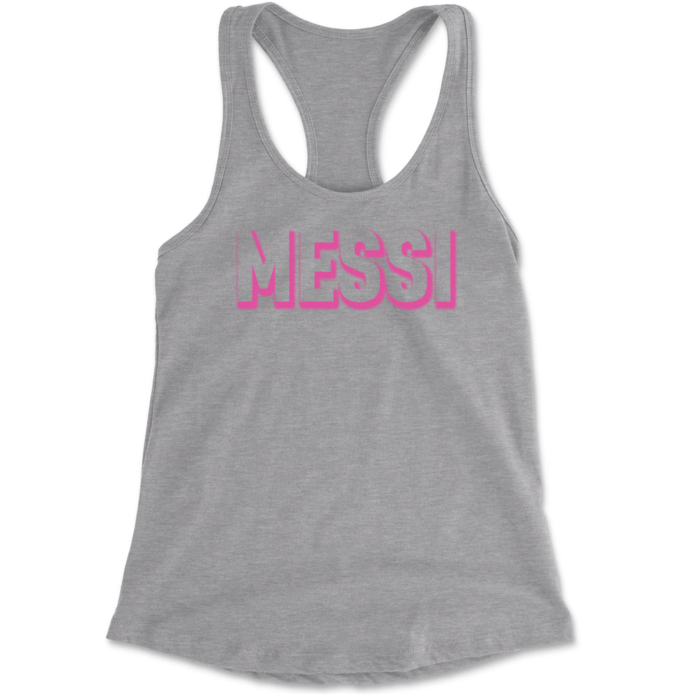 Messi OUTLINE Miami Futbol Racerback Tank Top for Women Heather Grey