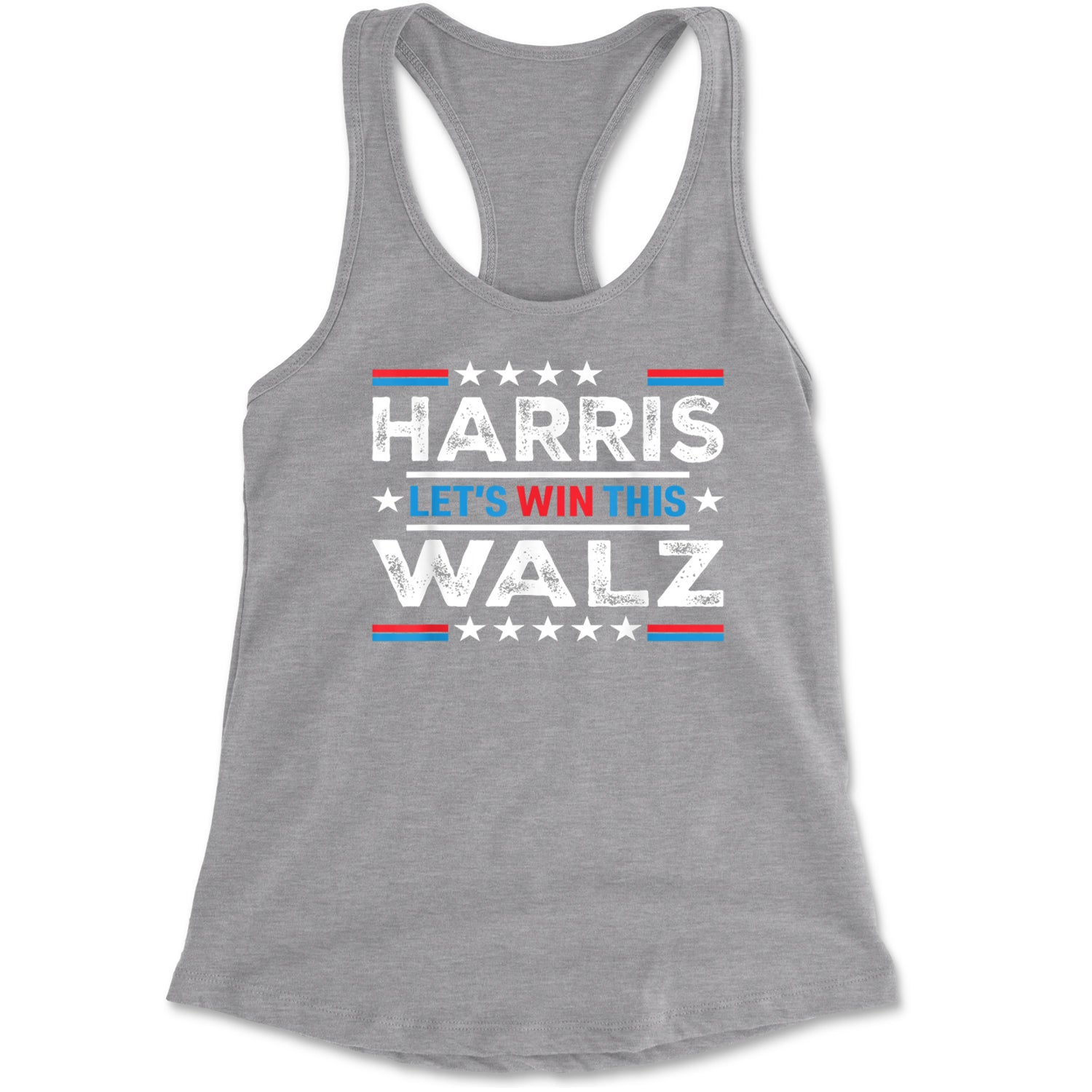 Kamala Harris and Tim Walz For President Racerback Tank Top for Women Heather Grey