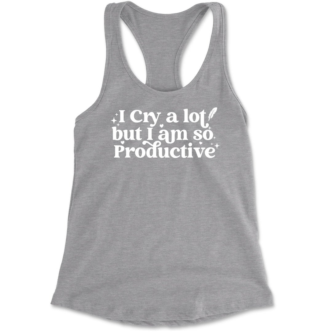 I Cry A Lot But I am So Productive TTPD Racerback Tank Top for Women Heather Grey