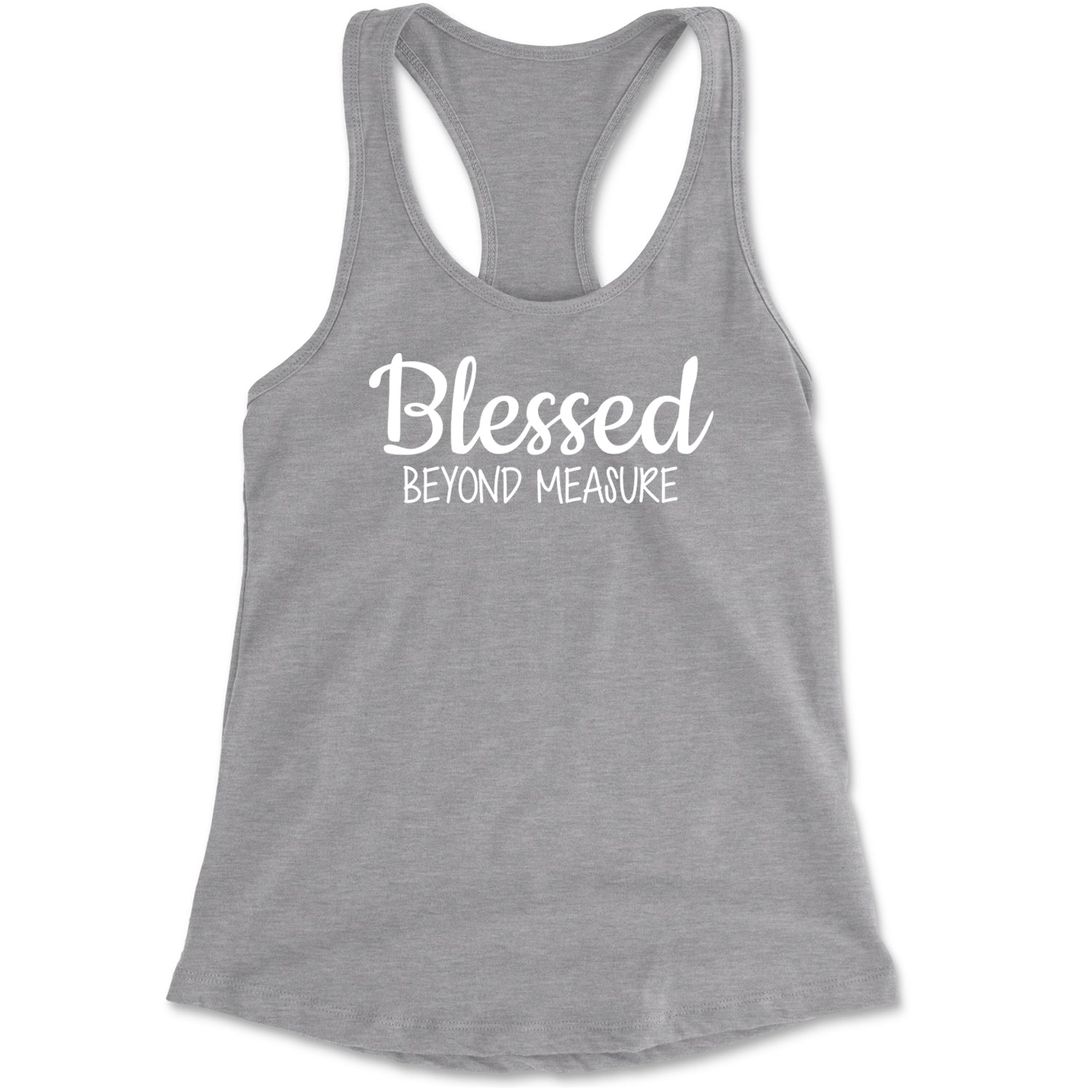 Blessed Beyond Measure Racerback Tank Top for Women Heather Grey