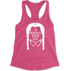 On Wednesdays, We Wear Black Racerback Tank Top for Women Hot Pink