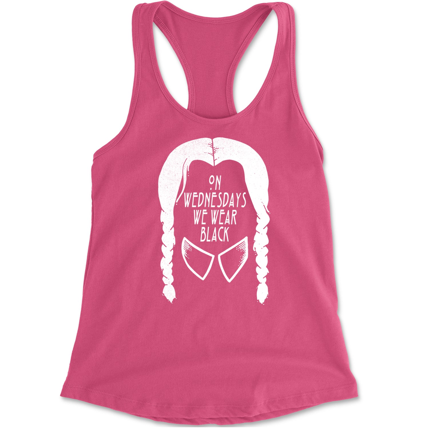 On Wednesdays, We Wear Black Racerback Tank Top for Women Hot Pink