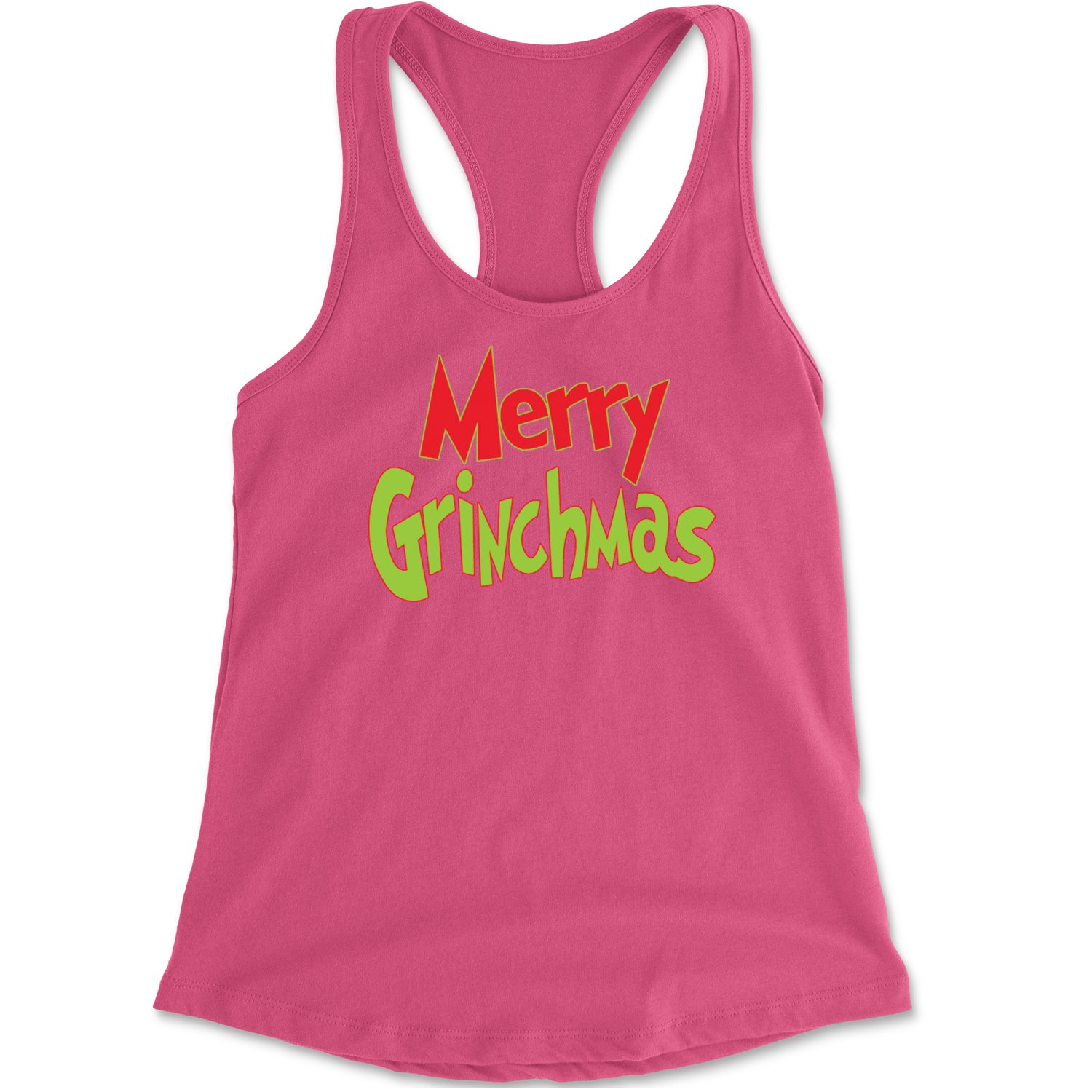 Merry Grinchmas Jolly Merry Christmas Racerback Tank Top for Women Hot Pink