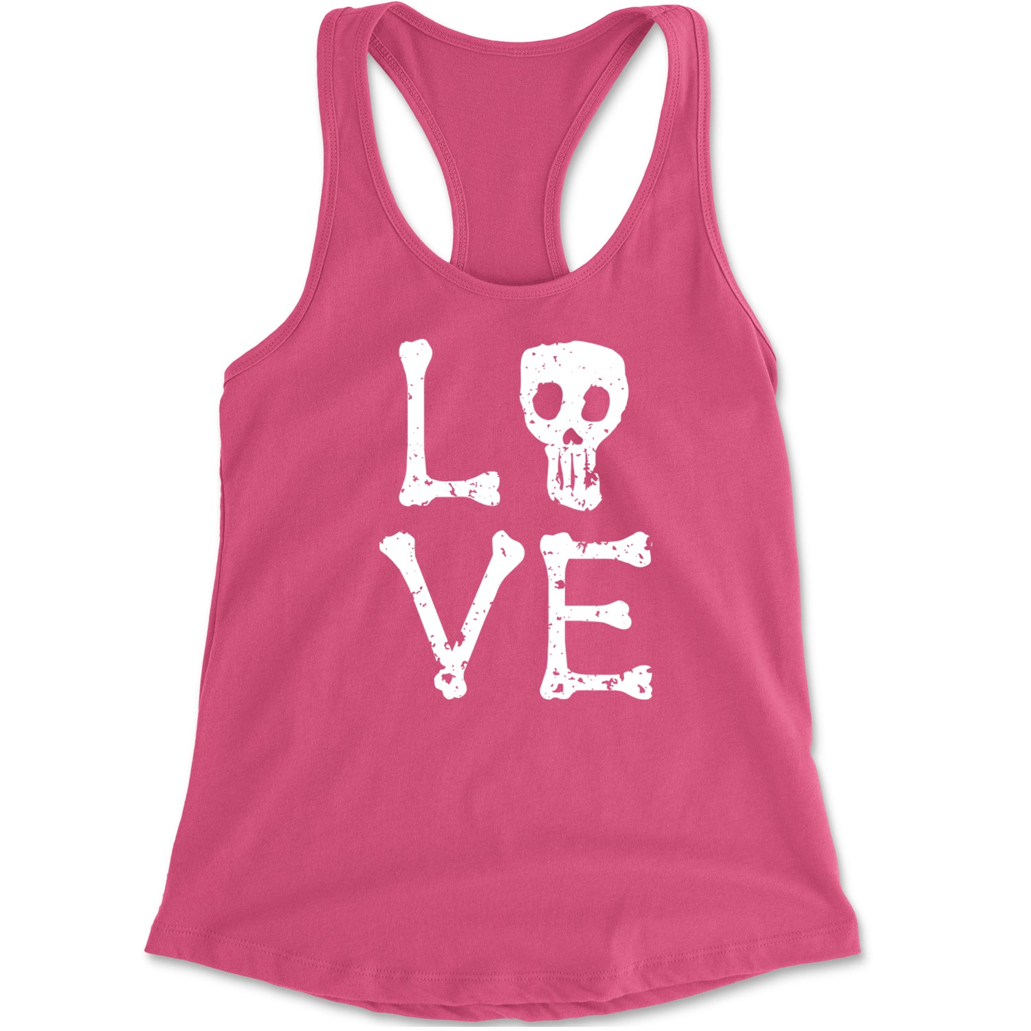 Love Skeleton Bones Racerback Tank Top for Women Hot Pink