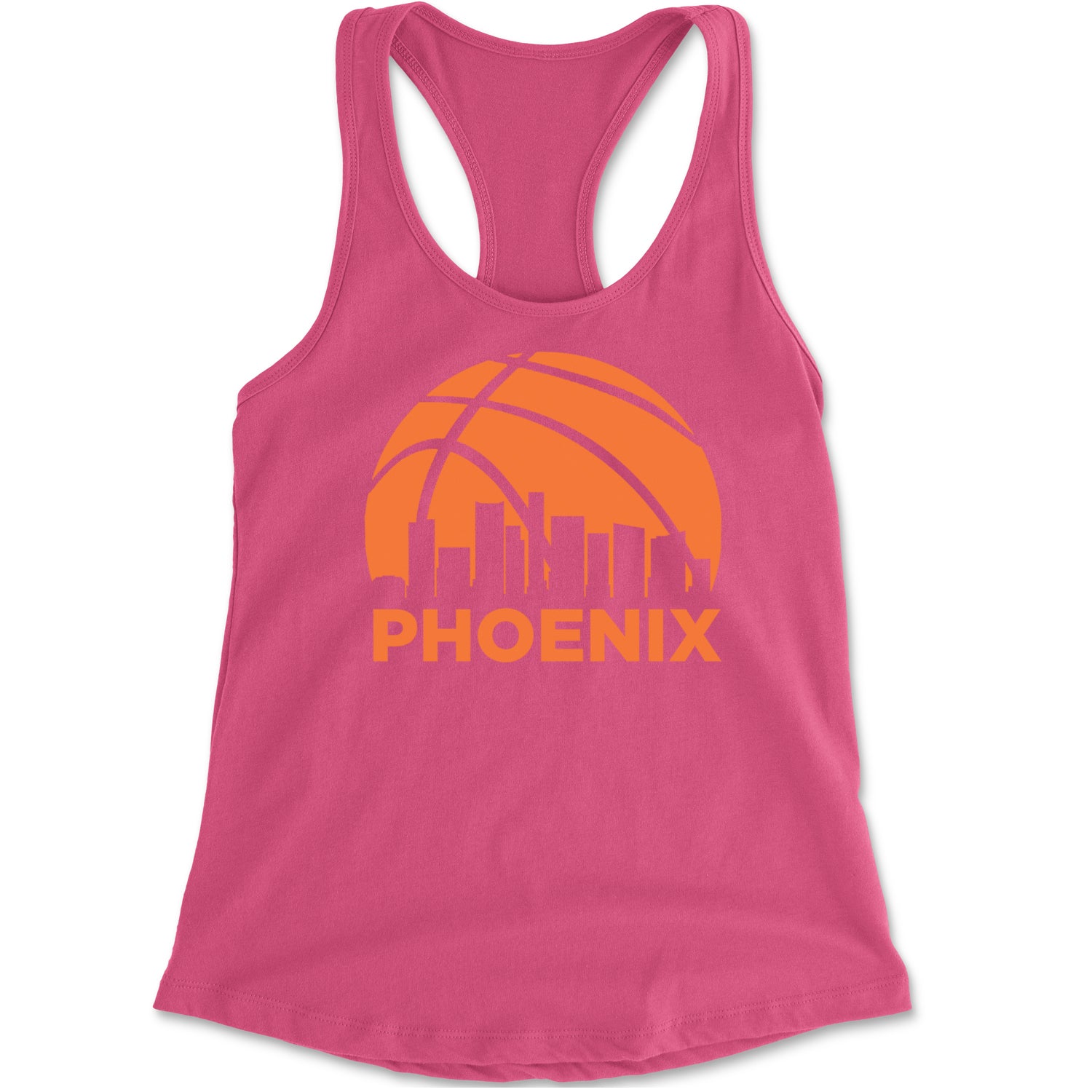 Phoenix Basketball Sunset City Skyline Racerback Tank Top for Women Hot Pink